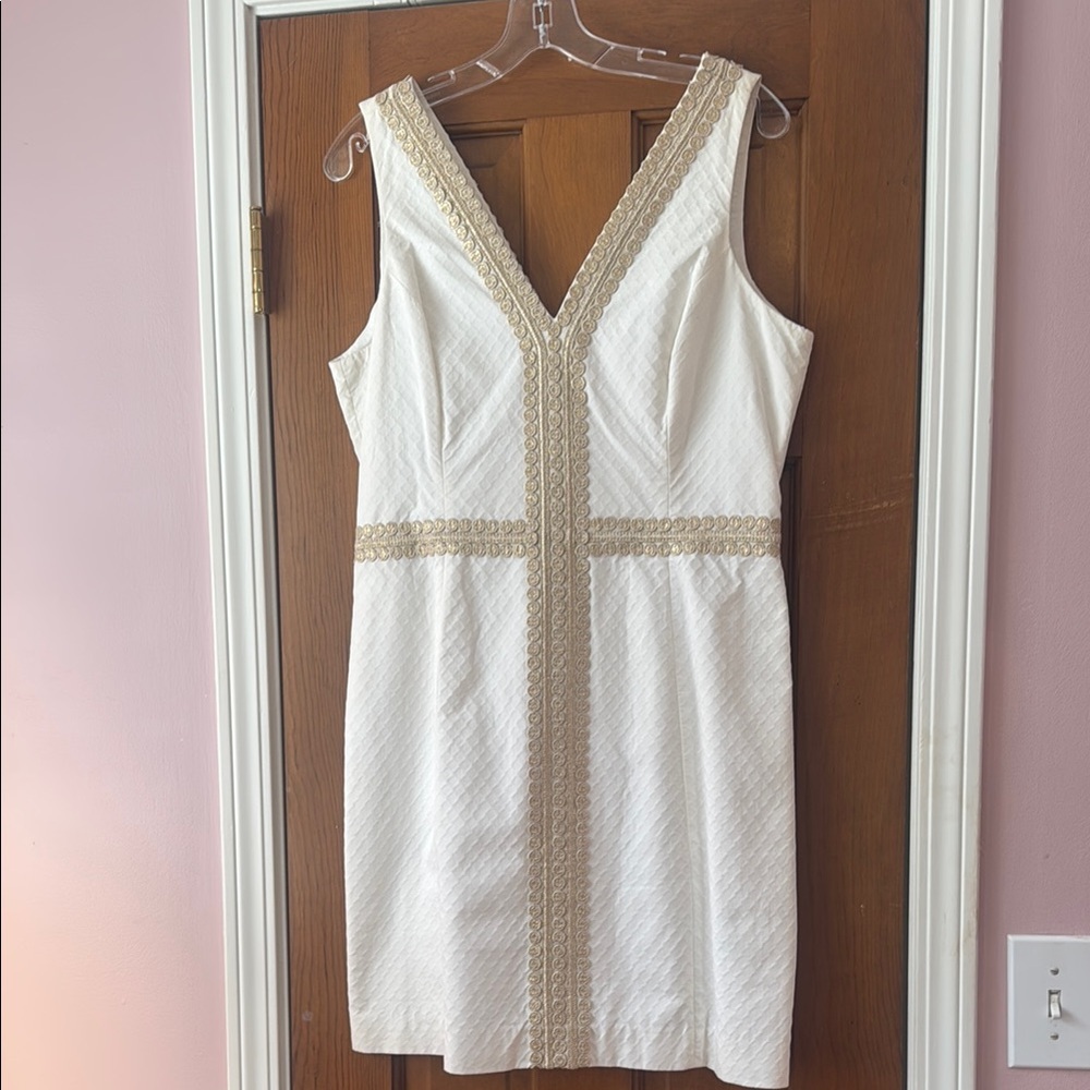 Lilly Pulitzer White and Gold Dress